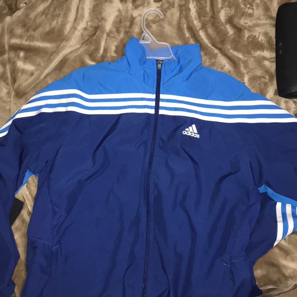 blue adidas zip up
